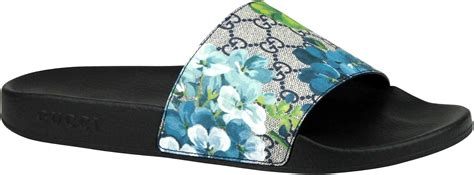 gucci sandals flowers|gucci slides with blue flowers.